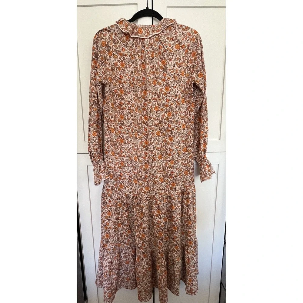Pink Lily Women's Boho Dress Maxi Orange Floral Flowy Sz XS Cottagecore Country - Picture 10 of 11